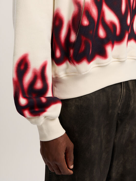 PALM ANGELS Flames Loose Hoodie OFF WHITE - MULTICOLOR PMBB17EF25FLE002