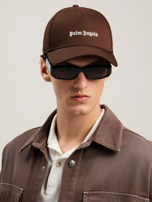 PALM ANGELS Classic Logo Cap BROWN OFF WHITE PMLB104S26FAB004