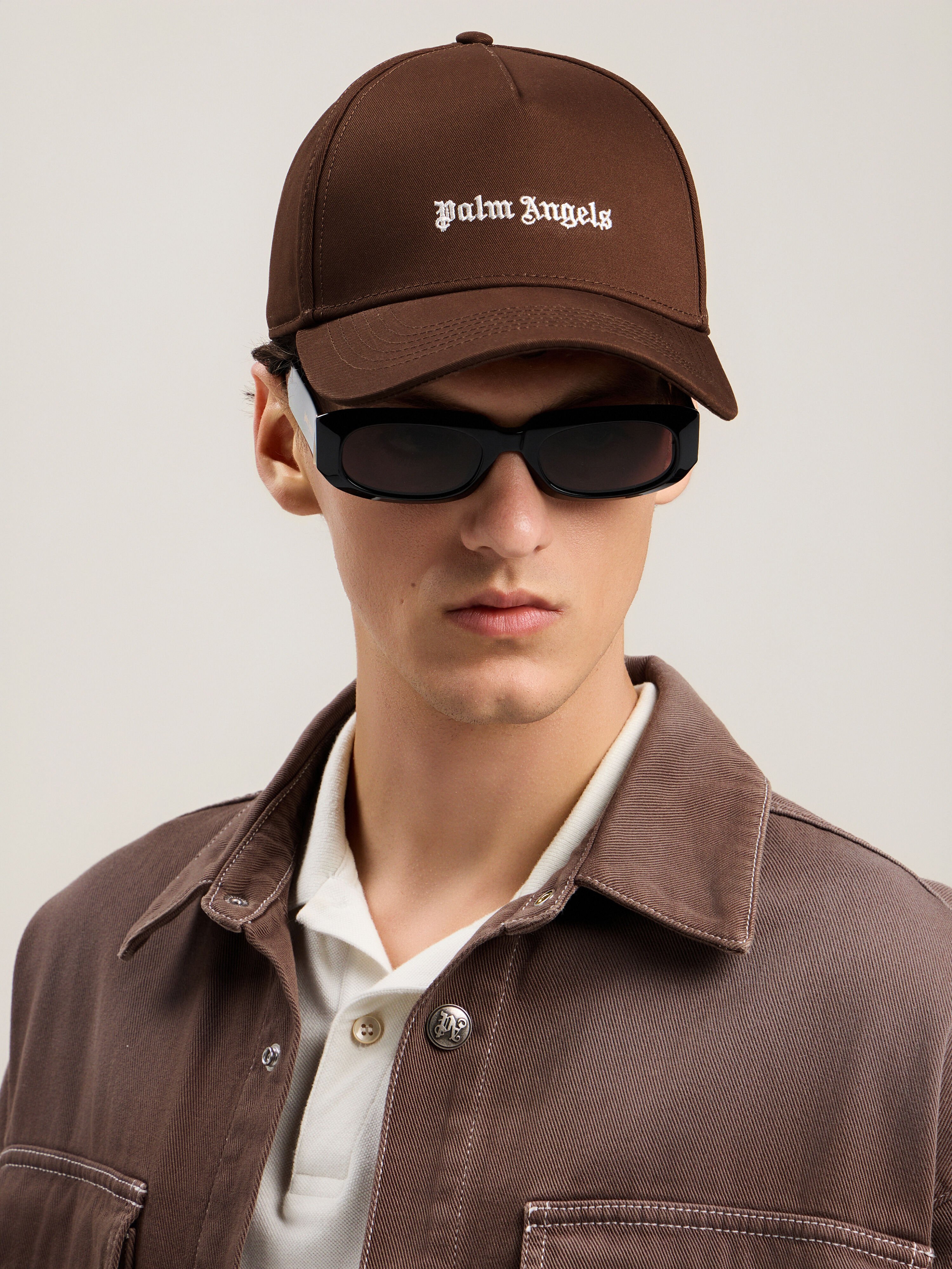 PALM ANGELS Classic Logo Cap BROWN OFF WHITE PMLB104S26FAB004