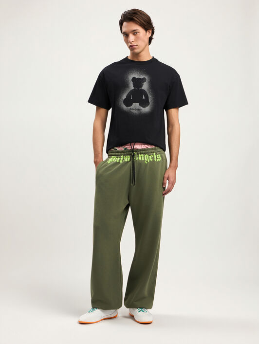 PALM ANGELS Spray Bear T-Shirt BLACK DARK GREY PMAA109S26JER001