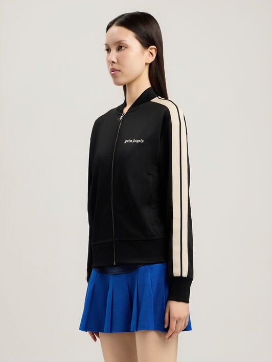 PALM ANGELS Classic Logo Track Bomber Jacket BLACK OFF WHITE PWBD050S26FAB001