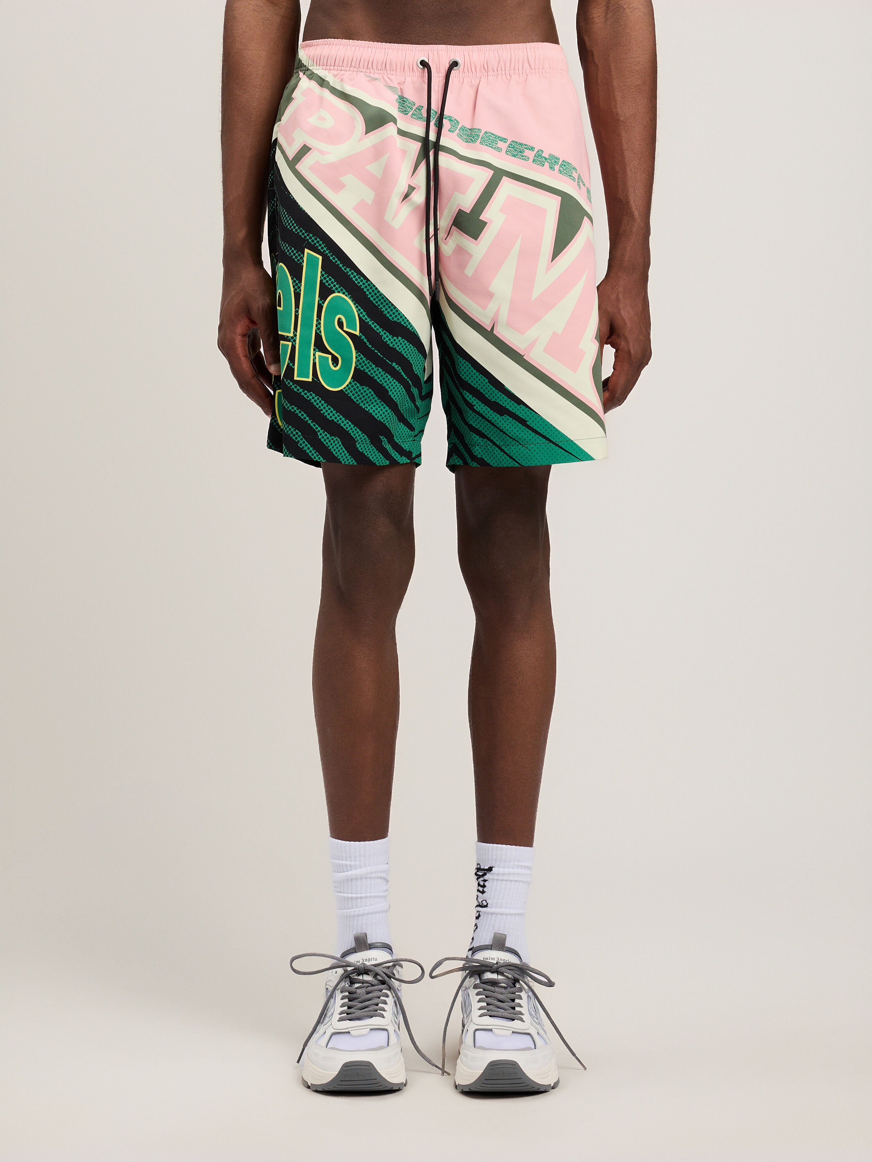 Racing Swimshorts in PINK GREEN for Men | Palm Angels®