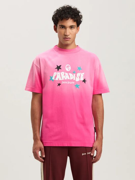 PALM ANGELS  Paradise T-Shirt FUCHSIA - OFF WHITE PMAA001S25JER001