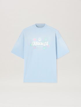 PALM ANGELS  Paradise Oversize T-shirt BABY BLUE - OFF WHITE PWAA017S25JER001