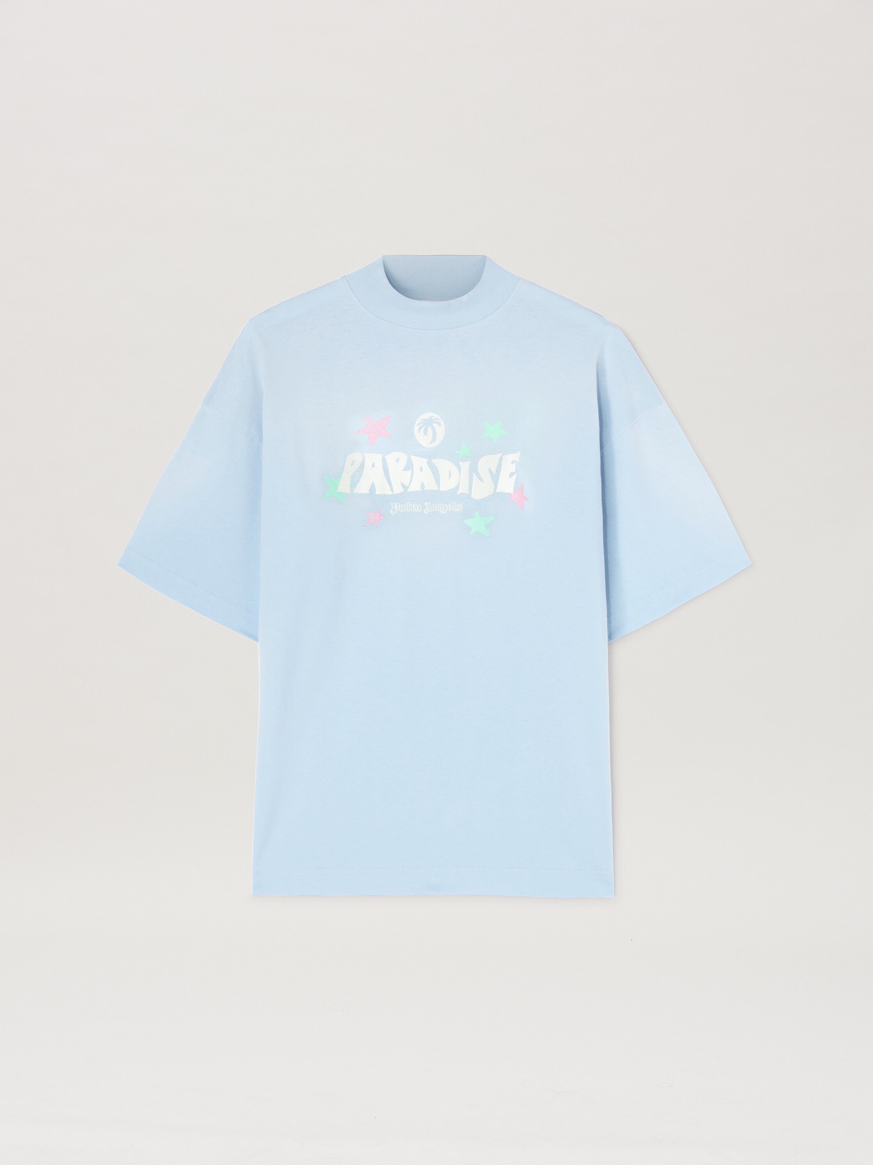 PALM ANGELS  Paradise Oversize T-shirt BABY BLUE - OFF WHITE PWAA017S25JER001