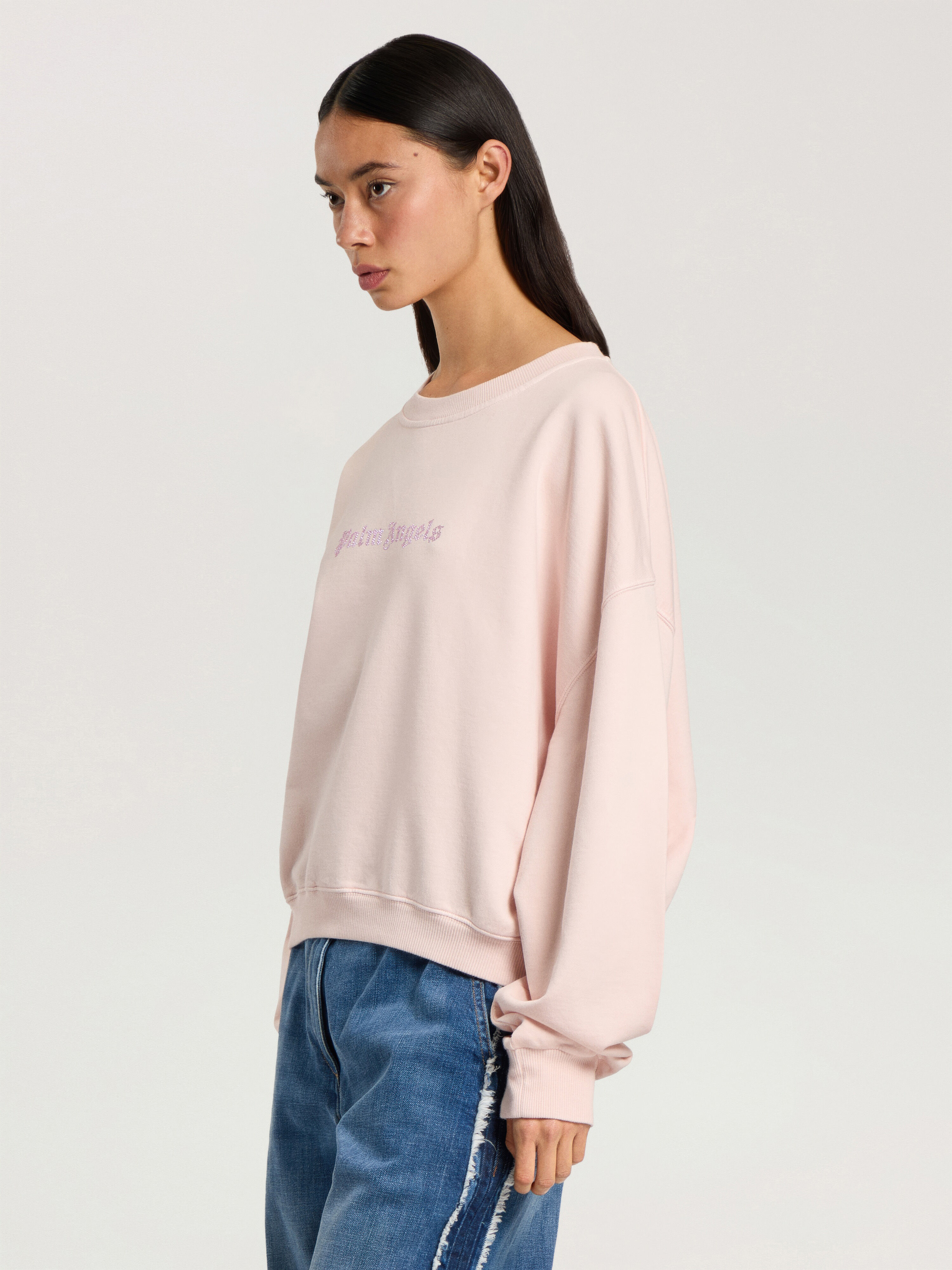 Stud Logo Crew PALM ANGELS Stud Logo Crew ROSE PINK - OFF WHITE PAWBA03F26FL03