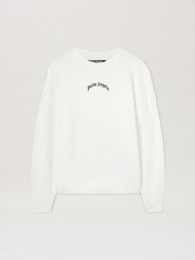 PALM ANGELS  Curved Logo crewneck Sweatshirt IVORY - BLACK PMBA080S25FLE002