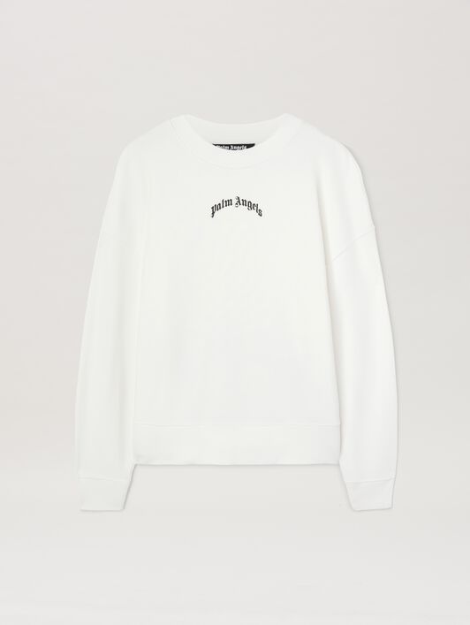 PALM ANGELS  Curved Logo crewneck Sweatshirt OFF WHITE - NERO PMBA080S25FLE001