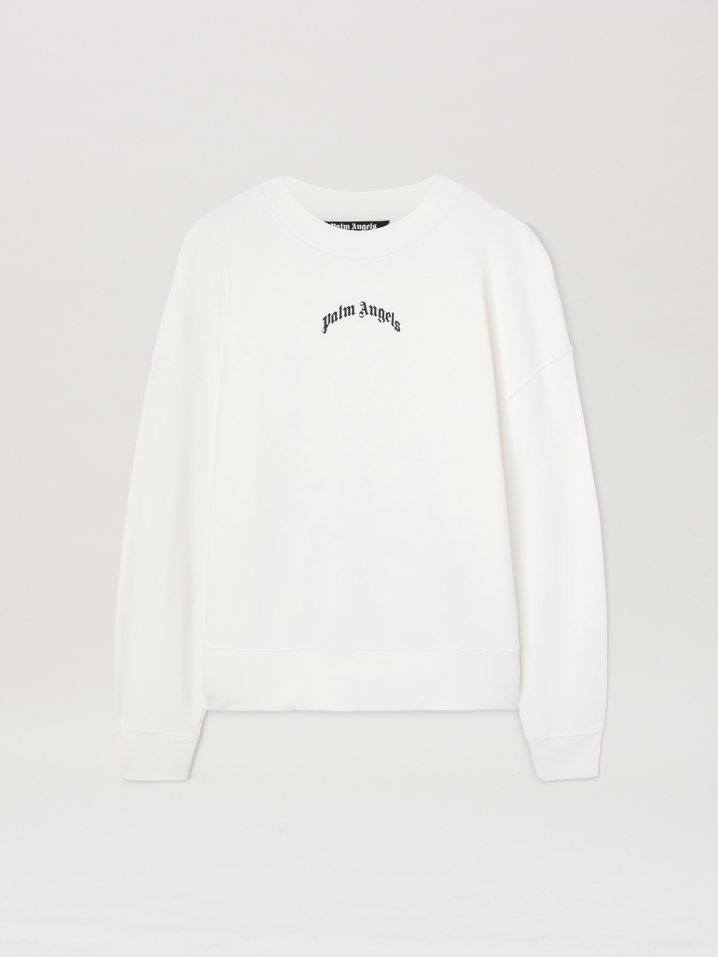 PALM ANGELS  Curved Logo crewneck Sweatshirt OFF WHITE - NERO PMBA080S25FLE001
