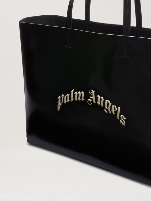 PALM ANGELS  Curved Logo Shopping bag NERO/PERLA PMNA07BS25FAB001