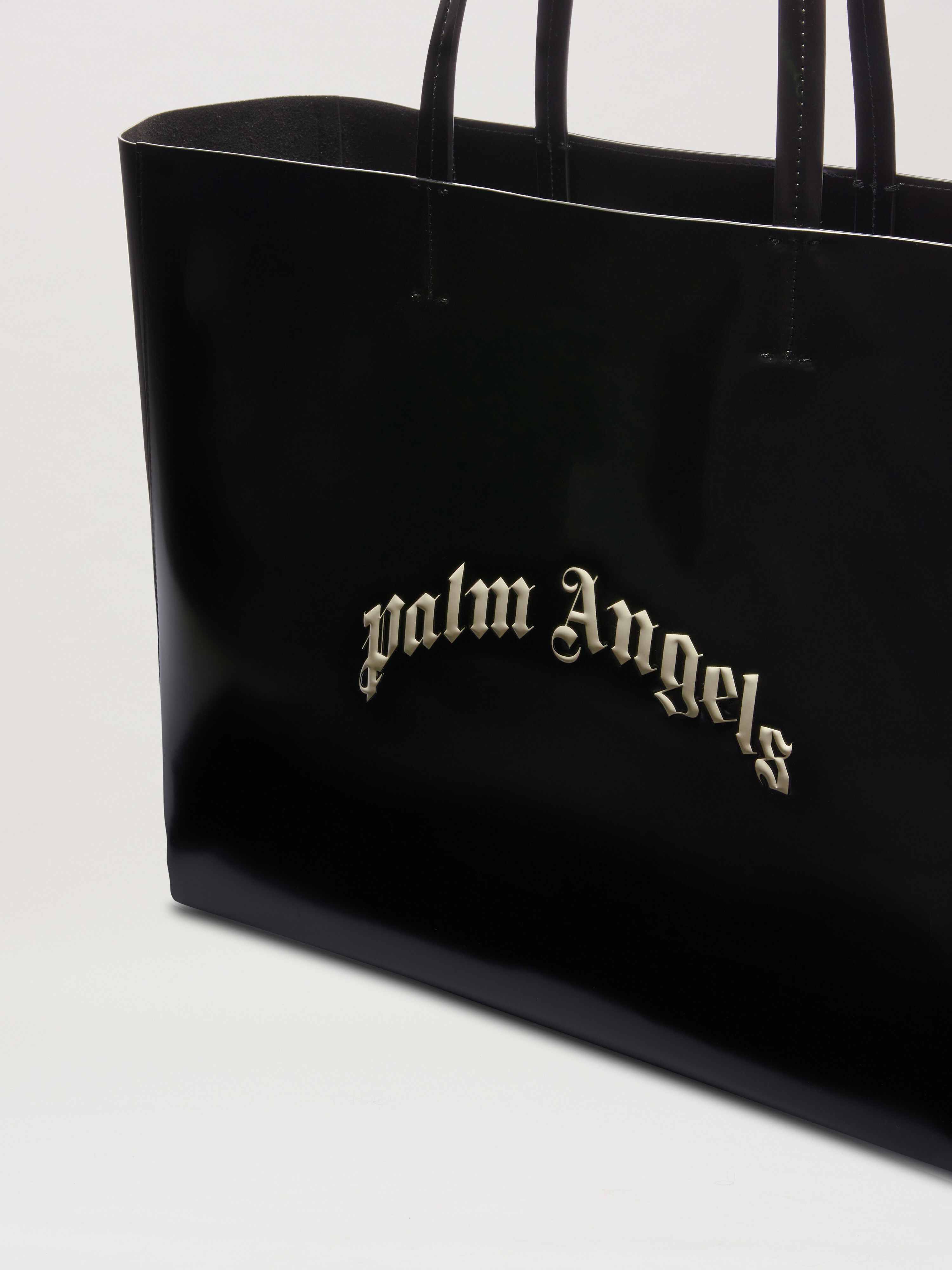 PALM ANGELS  Curved Logo Shopping bag NERO/PERLA PMNA07BS25FAB001