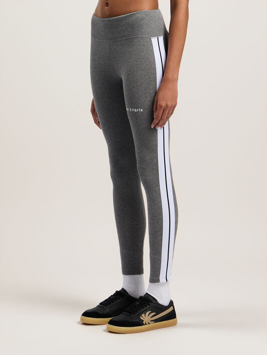PALM ANGELS Training Track Leggings MELANGE GREY WHITE PWVG001C99FAB001