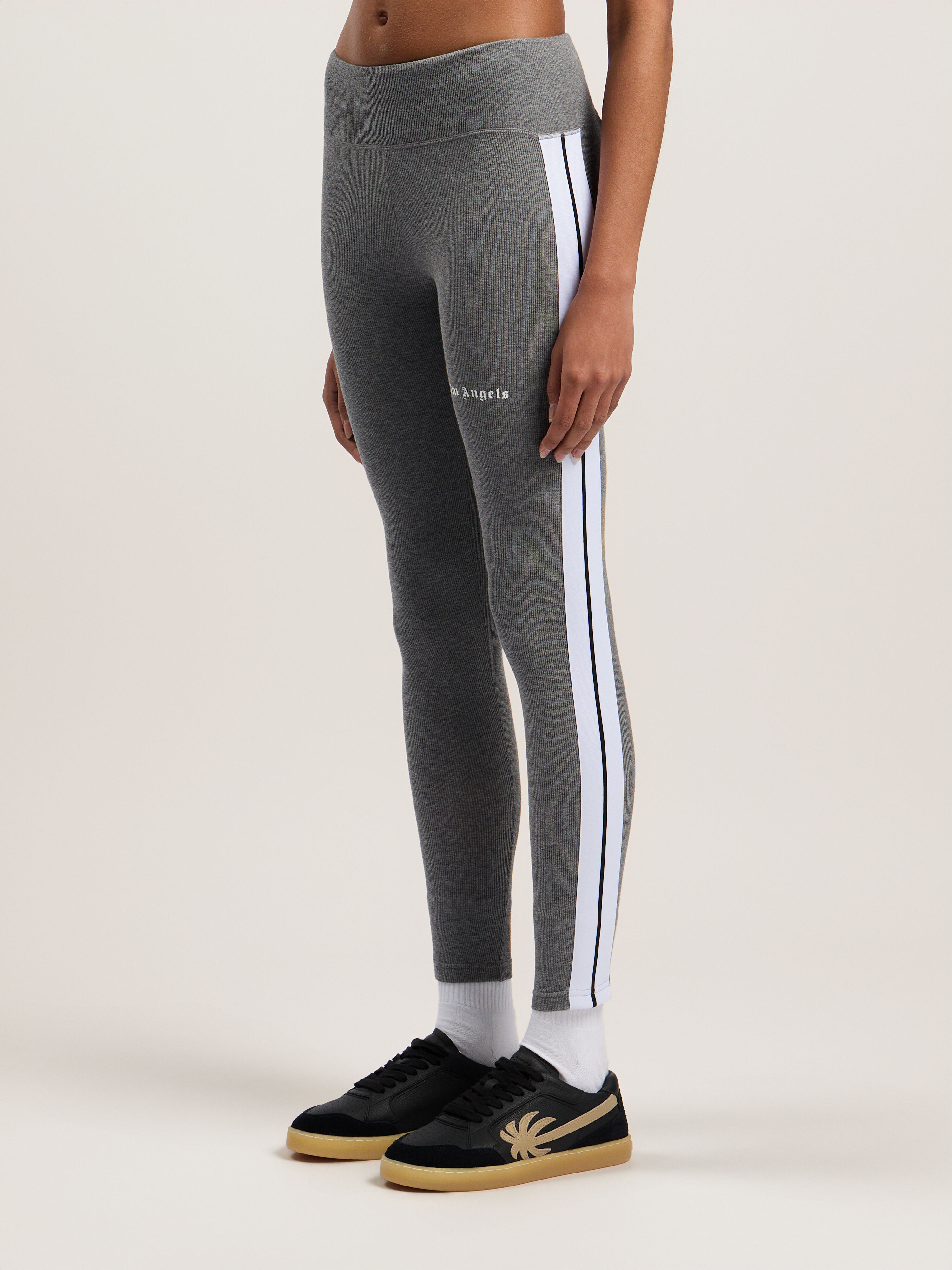 PALM ANGELS Training Track Leggings MELANGE GREY WHITE PWVG001C99FAB001