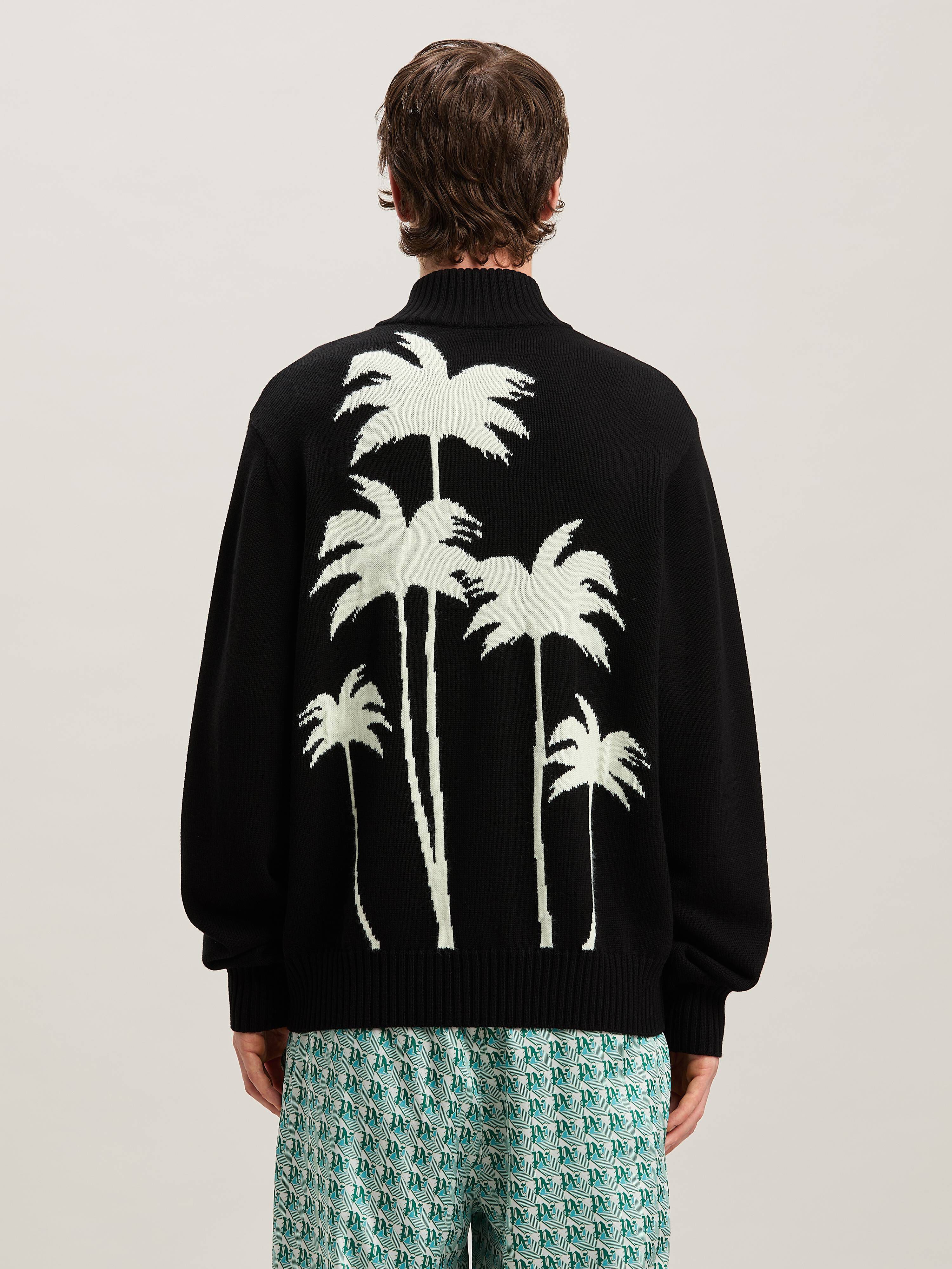 PALM ANGELS  Strickjacke mit Palme BLACK - OFF WHITE PMHA061S25KNI001