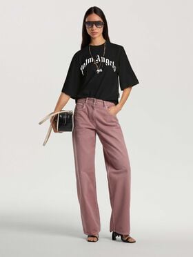 Curved Logo Boxy T-Shirt PALM ANGELS Curved Logo Boxy T-Shirt BLACK - OFF WHITE PAWAA03F26JR01