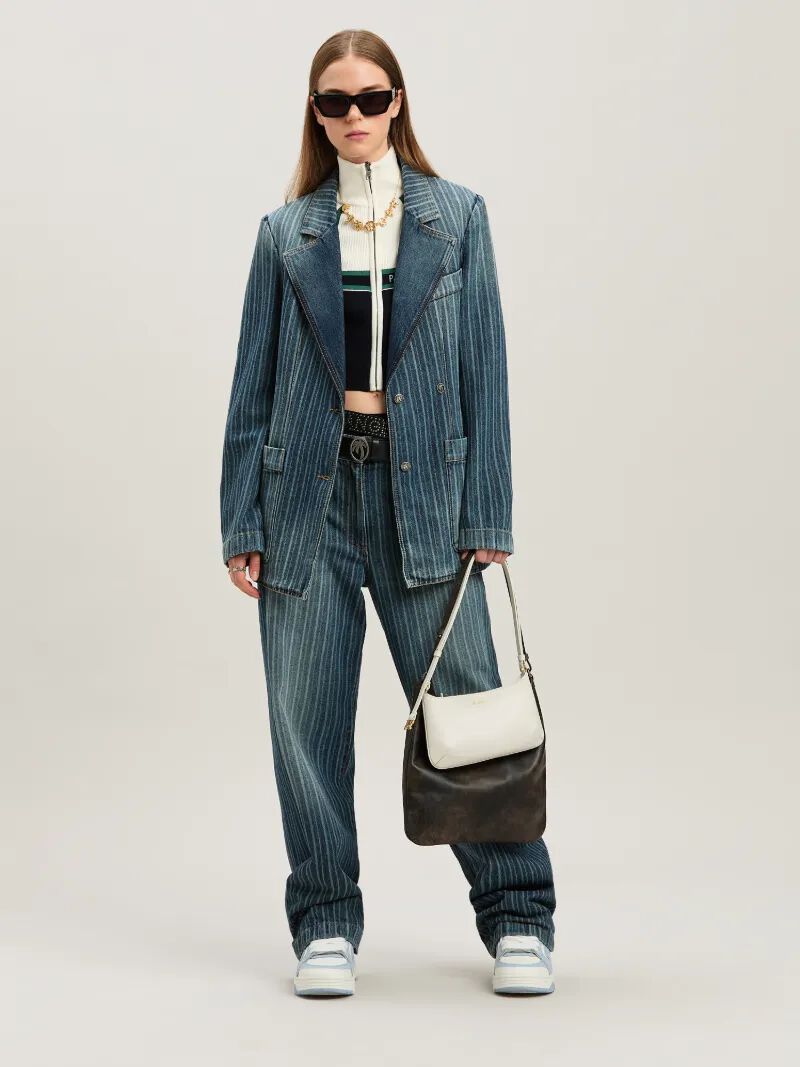 PALM ANGELS  Jeans mit Streifen LIGHT BLUE - WHITE PWYB041S25DEN001