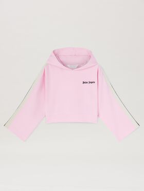 PALM ANGELS  Track cropped hoodie ROSE PINK BLACK PGBD007S25FLE001