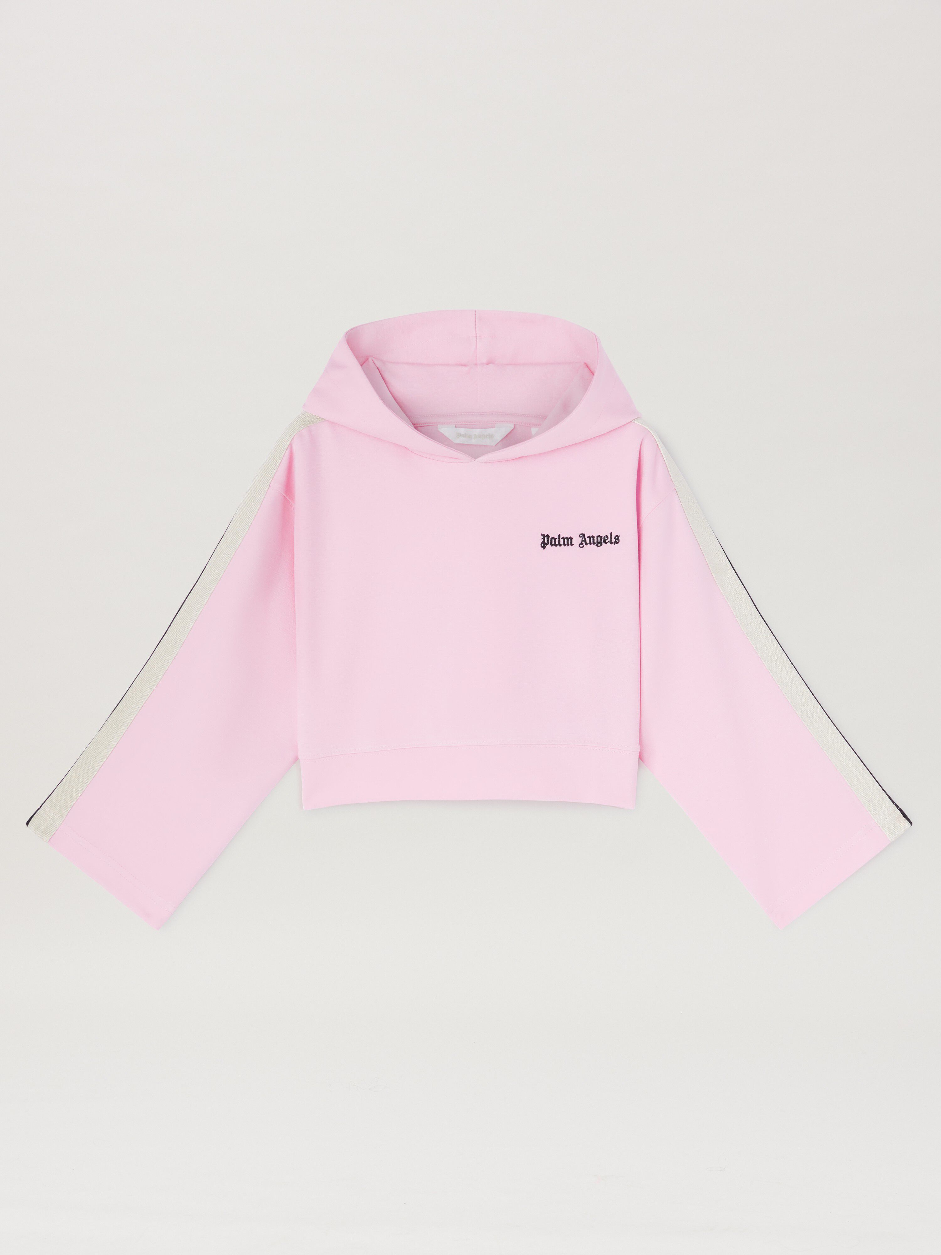 PALM ANGELS  Track cropped hoodie ROSE PINK BLACK PGBD007S25FLE001