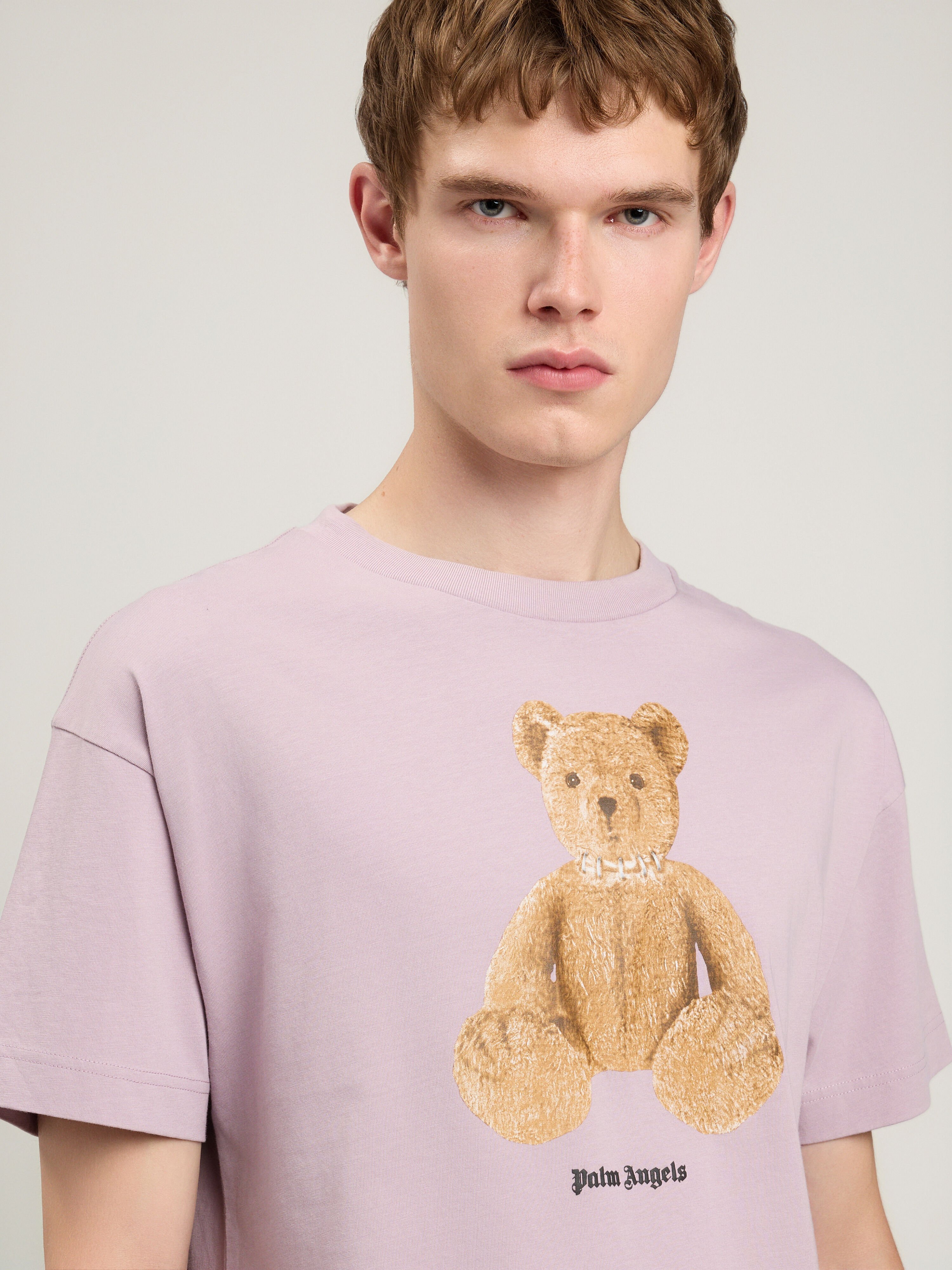 palm Angels / シースルー 長袖カットソー オフネックC175 Bear T-Shirt in LILAC BROWN for Men | Palm Angels®