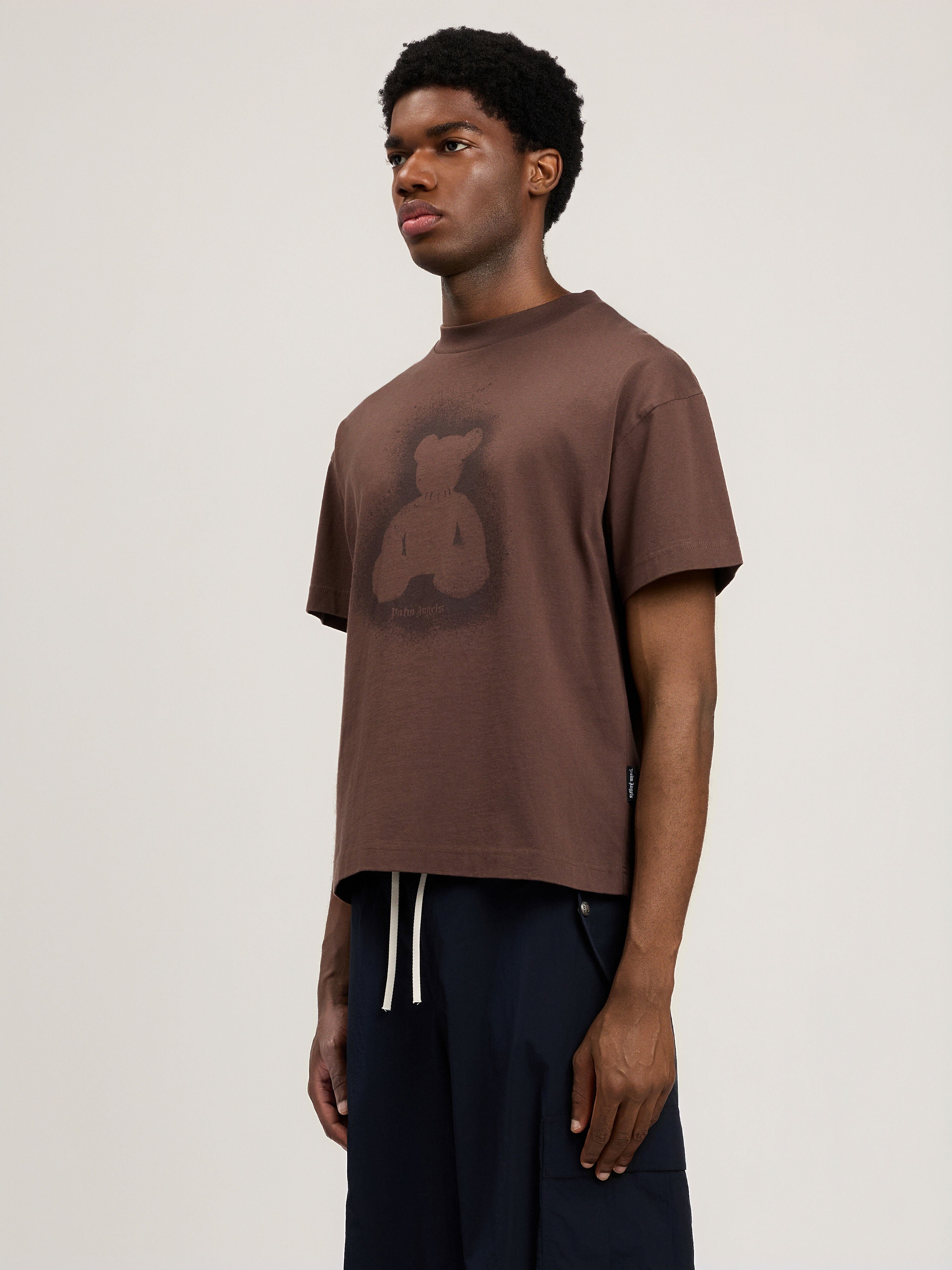 PALM ANGELS Spray Bear T-Shirt BROWN DARK BROWN PMAA109S26JER001