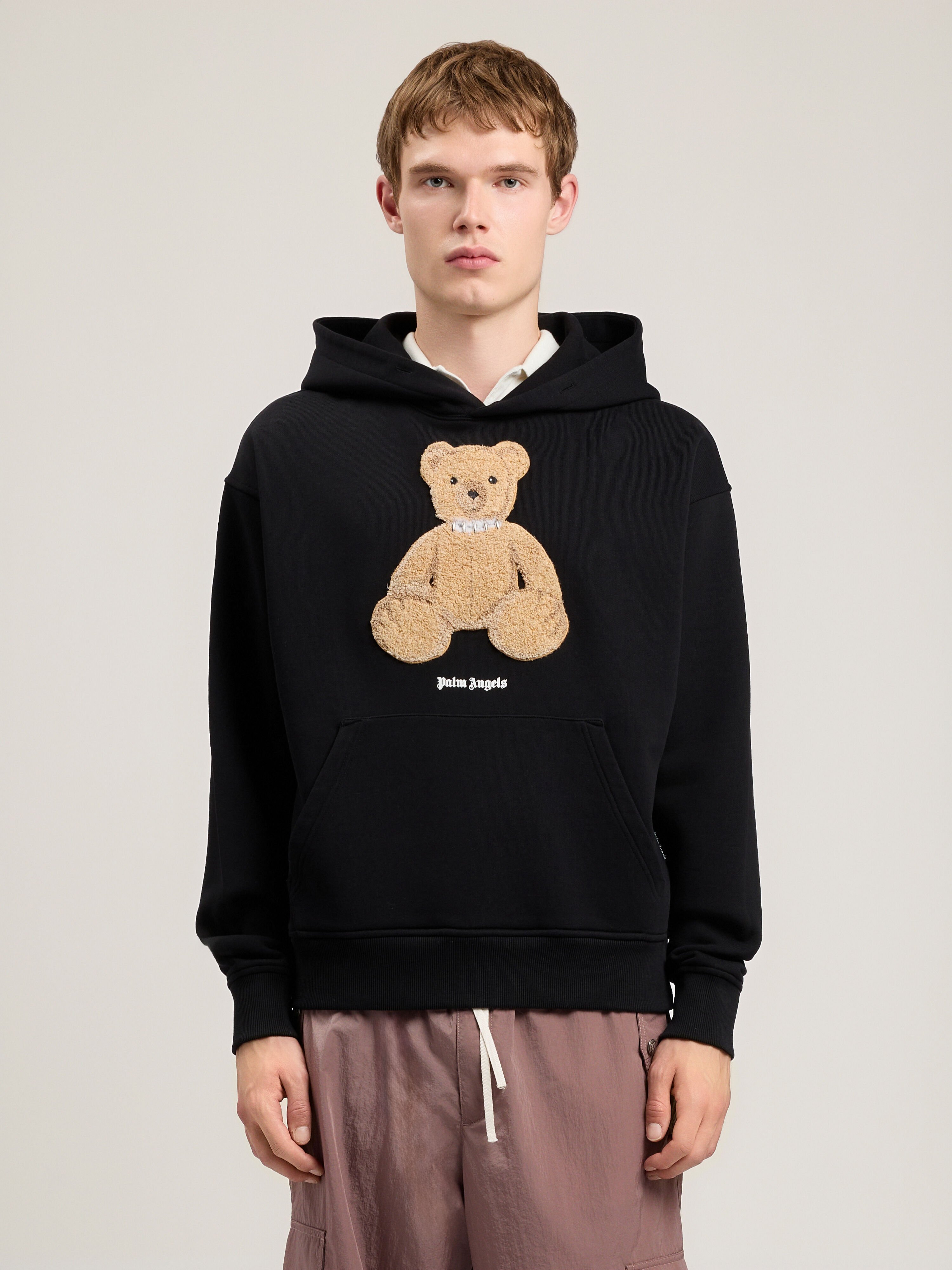 PALM ANGELS Bear Hoodie BLACK BROWN PMBB17DS26FLE00C