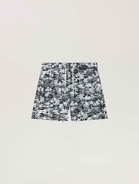 PALM ANGELS Palm Waves Swim Shorts BLACK - OFF WHITE PAMFD03F26FB01