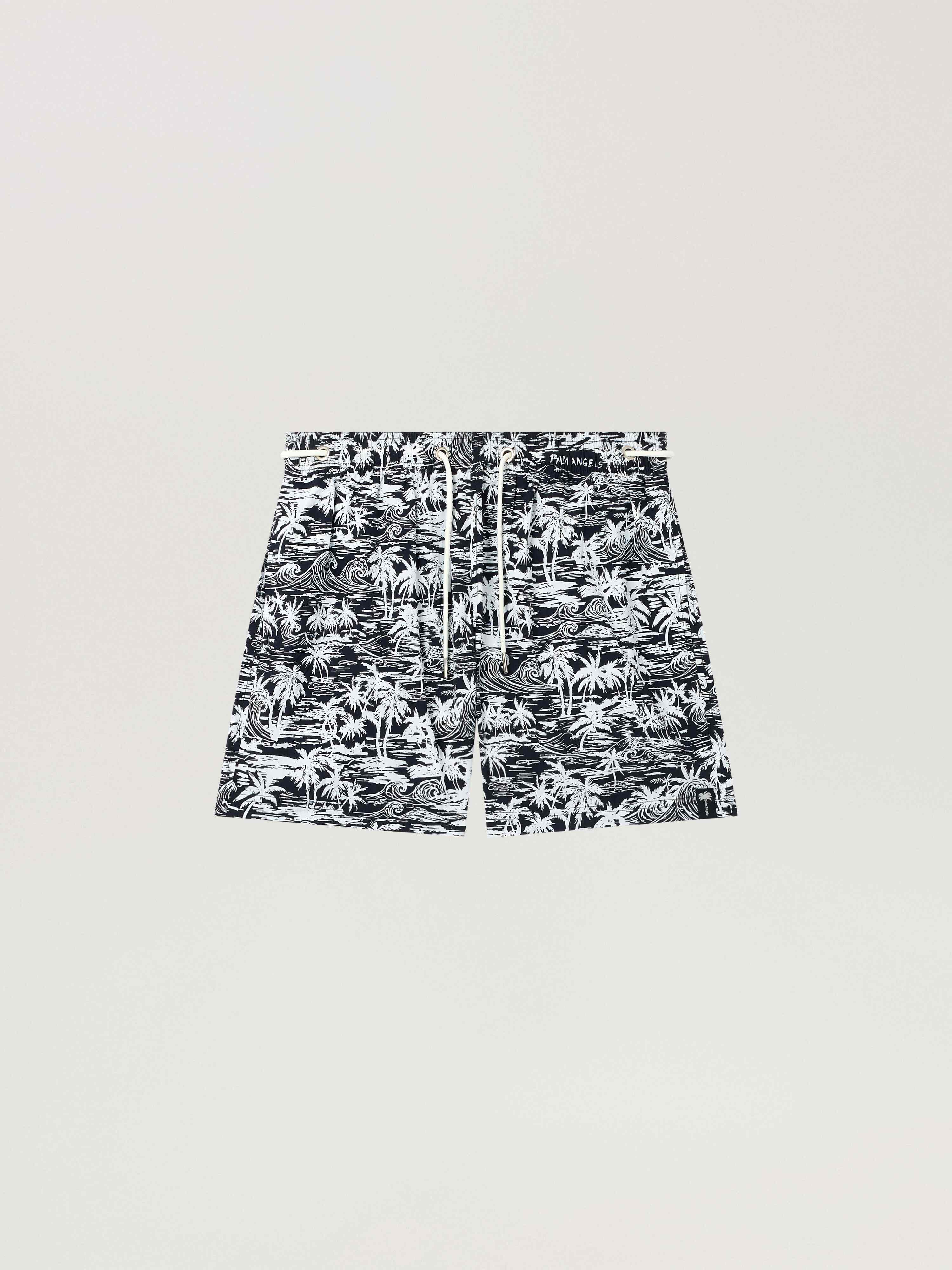 Palm Waves Swim Shorts PALM ANGELS Palm Waves Swim Shorts BLACK - OFF WHITE PAMFD03F26FB01