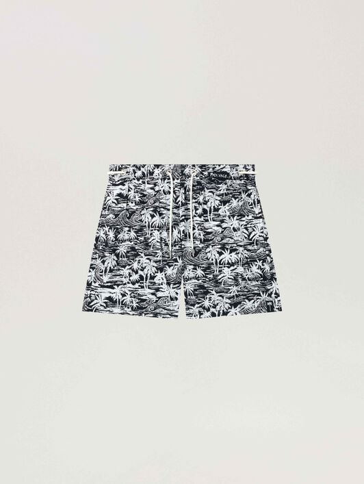 Palm Waves Swim Shorts PALM ANGELS Palm Waves Swim Shorts BLACK - OFF WHITE PAMFD03F26FB01