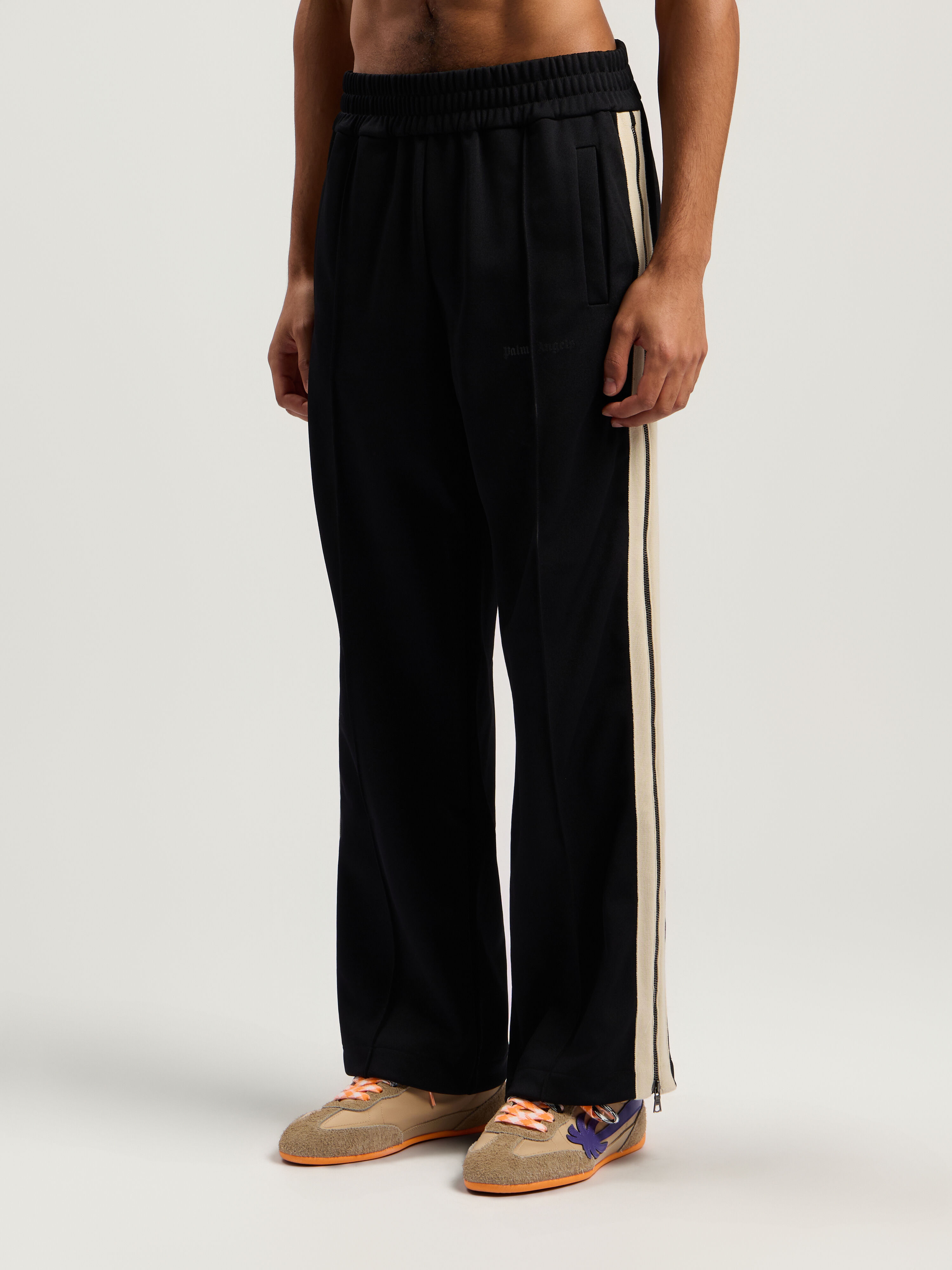 PALM ANGELS Performance Zipup Track Pants BLACK - ORANGE PMCJ04EF25FAB001
