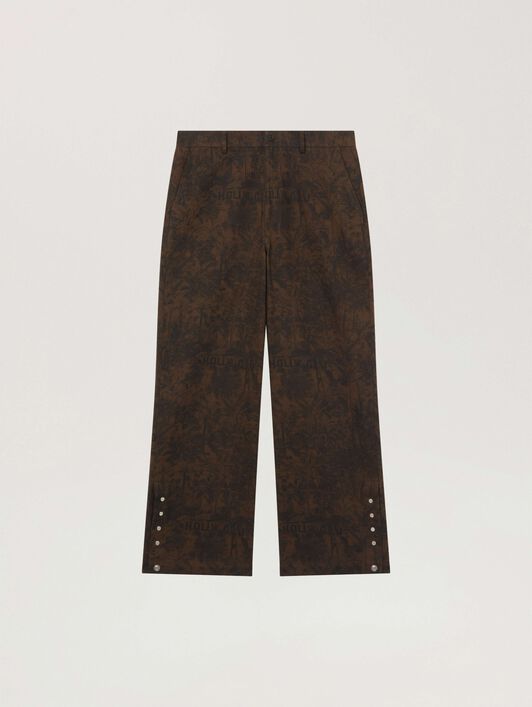 PALM ANGELS Starleaf All-Over Loose Pants BROWN - BLACK PAMCA03W26FB04