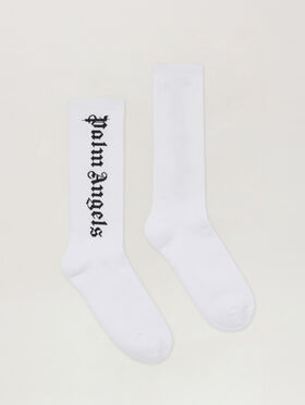 PALM ANGELS CLASSIC LOGO SOCKS WHITE BLACK PMRA001C99FAB002