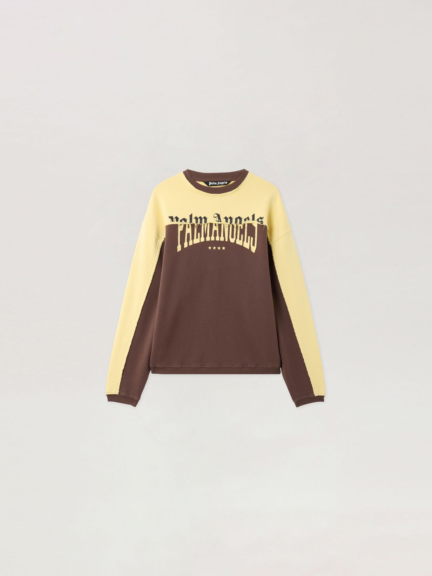 PALM ANGELS Vintage Logo Crewneck Sweatshirt BROWN - LIGHT YELLOW PAMBA06F26FL01
