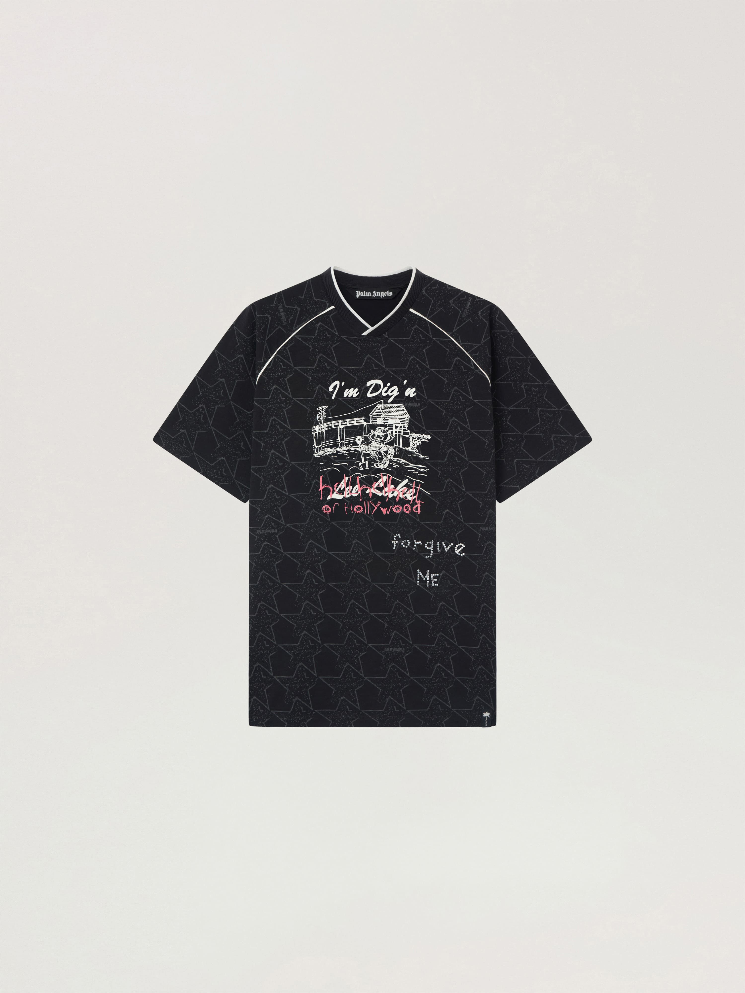 Starry Palm Allover Reg T-Shirt PALM ANGELS Starry Palm Allover Reg T-Shirt BLACK - OFF WHITE PAMAA09W26JR02