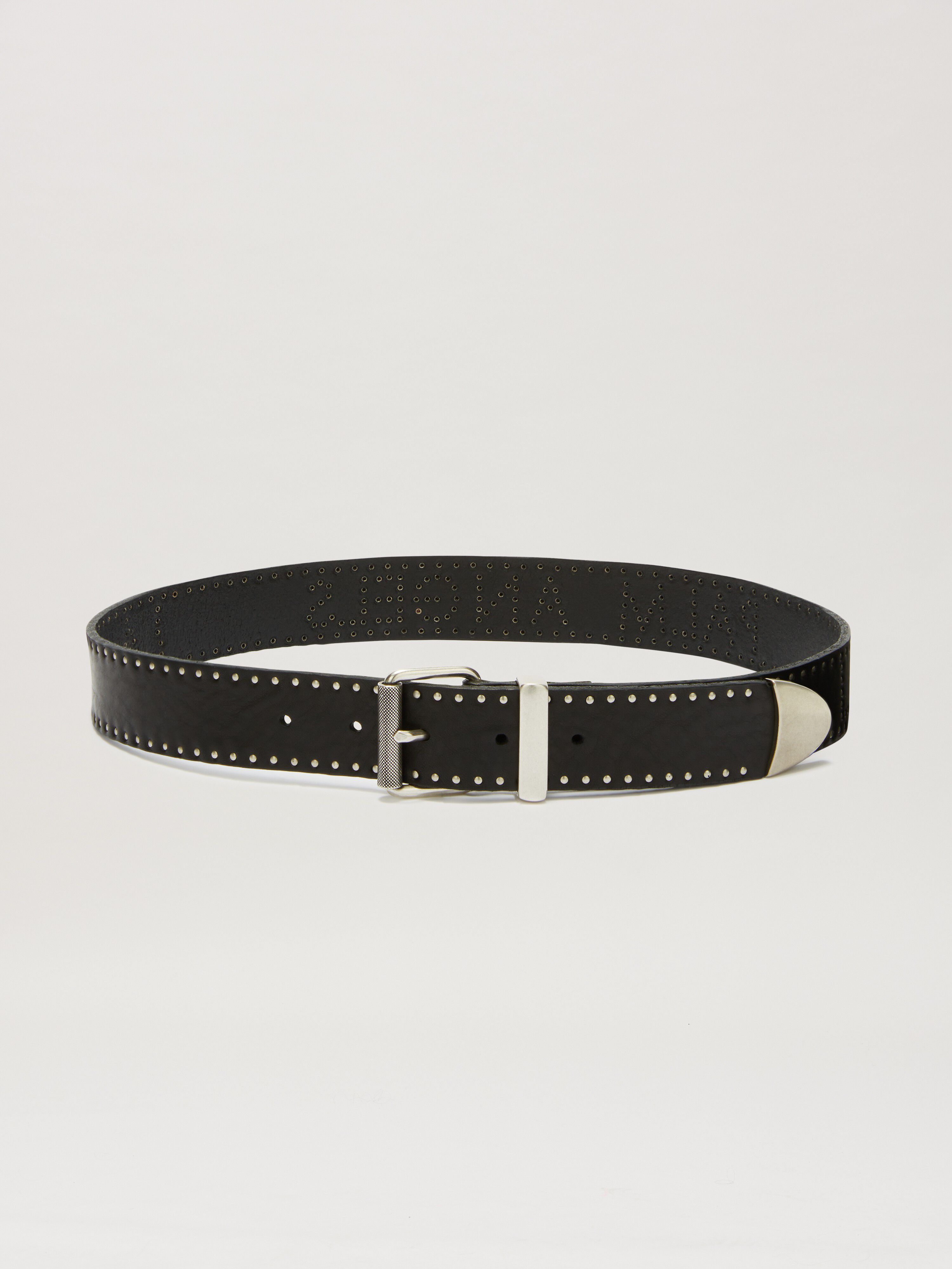 PALM ANGELS  Studs Logo belt BLACK/SILVER PMRB035S25LEA001