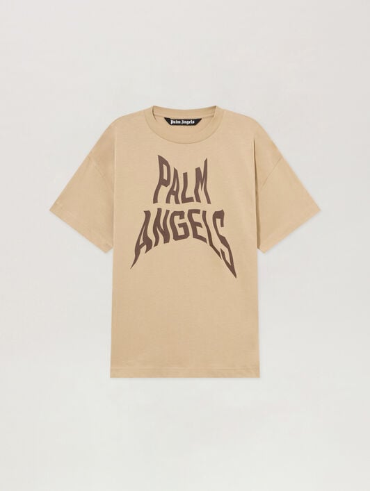 Palm Distorted Regular T-Shirt PALM ANGELS Palm Distorted Regular T-Shirt KAKI - BROWN PAMAA01F26JR16