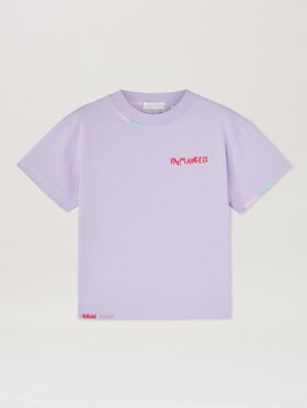 PALM ANGELS  Multicolored embroidered T-shirt LIGHT VIOLET CHERRY PGAA002S25JER004