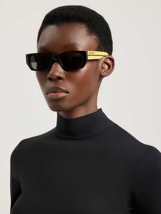 PALM ANGELS Moss Sunglasses SHINY BLACK/YELLOW PA1030180753