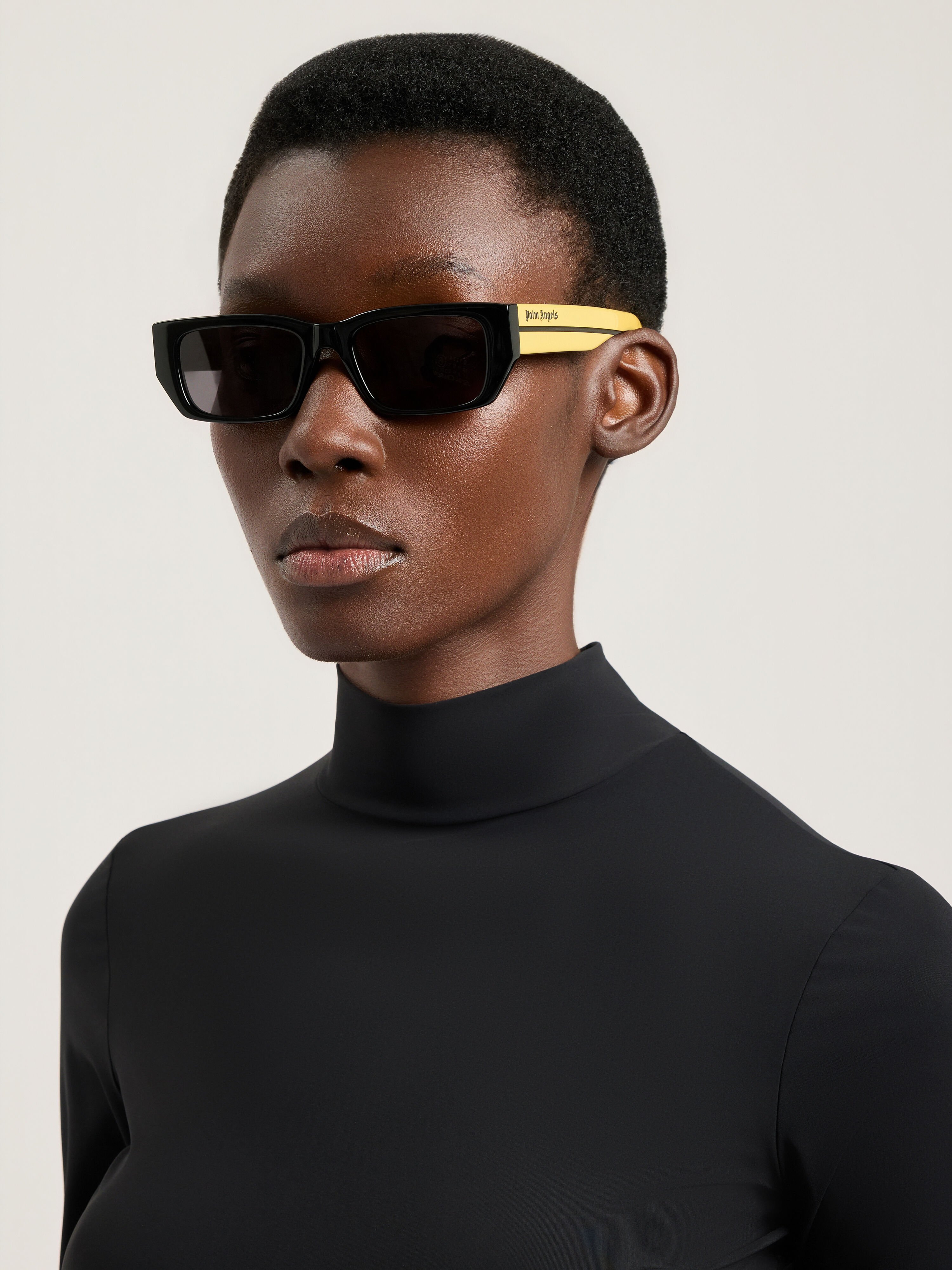 PALM ANGELS Moss Sunglasses SHINY BLACK/YELLOW PA1030180753