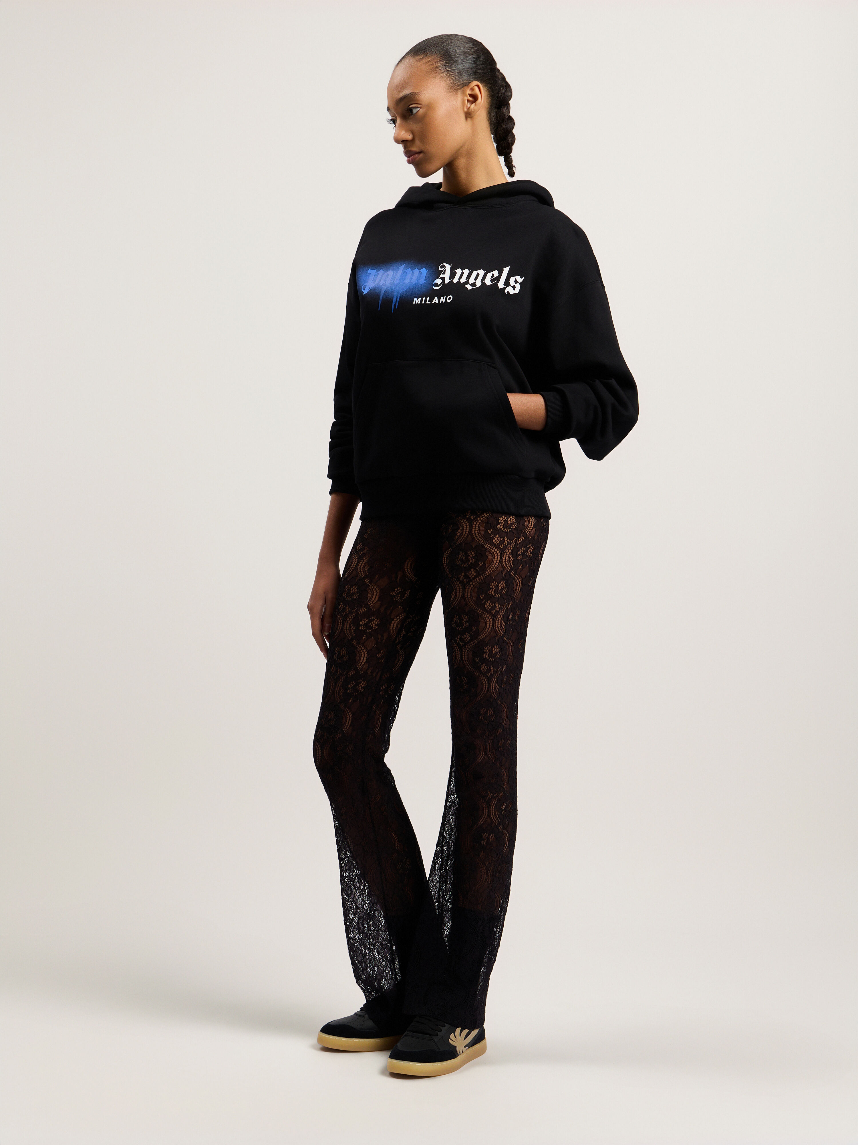 PALM ANGELS Spray City Milan Hoodie Black/Blue PMBB17DT26FLE004