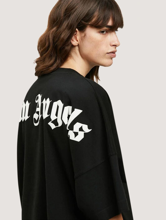 PALM ANGELS  Rear logo print T-shirt BLACK - WHITE PWAA023C99JER002