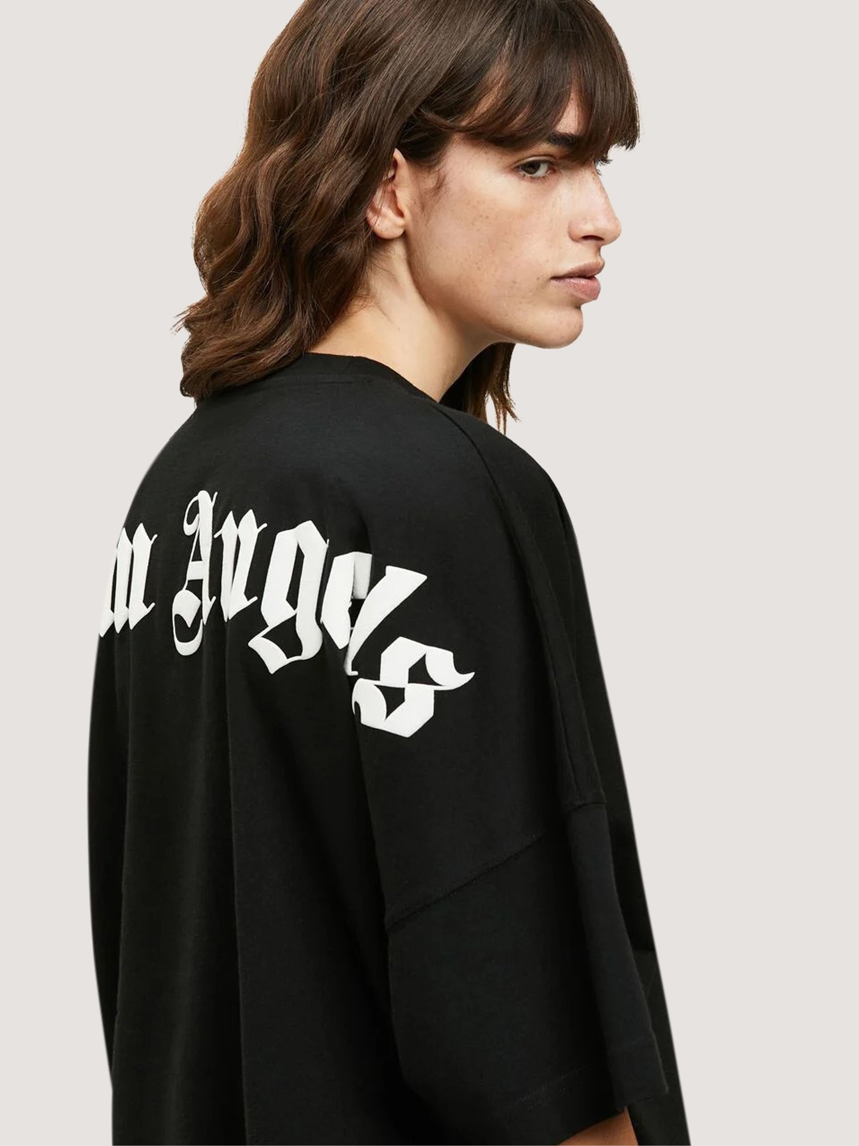 PALM ANGELS  Rear logo print T-shirt BLACK - WHITE PWAA023C99JER002