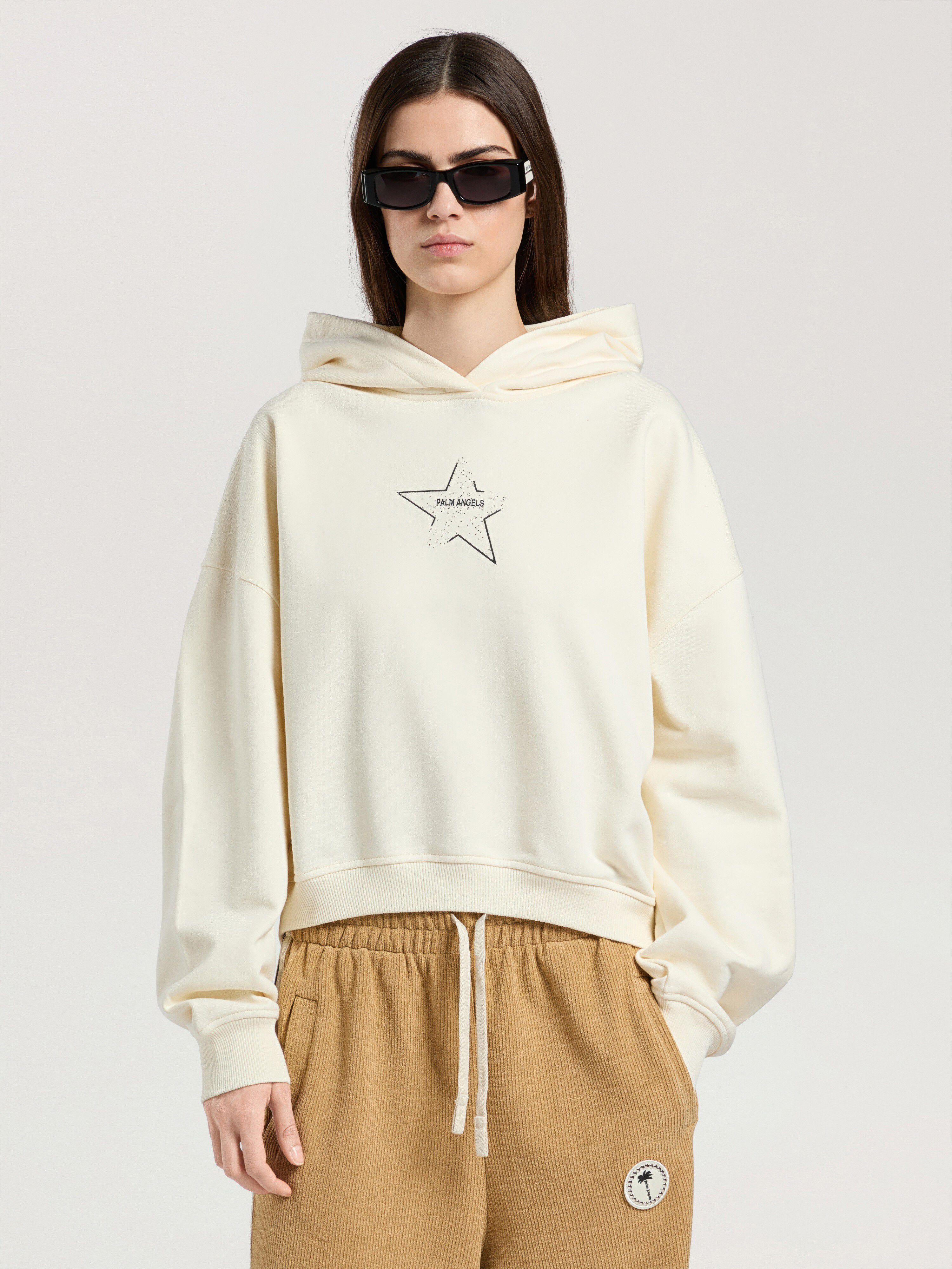 Icon Palm Loose Hoodie PALM ANGELS Icon Palm Loose Hoodie OFF WHITE - BLACK PAWBB05W26FL02