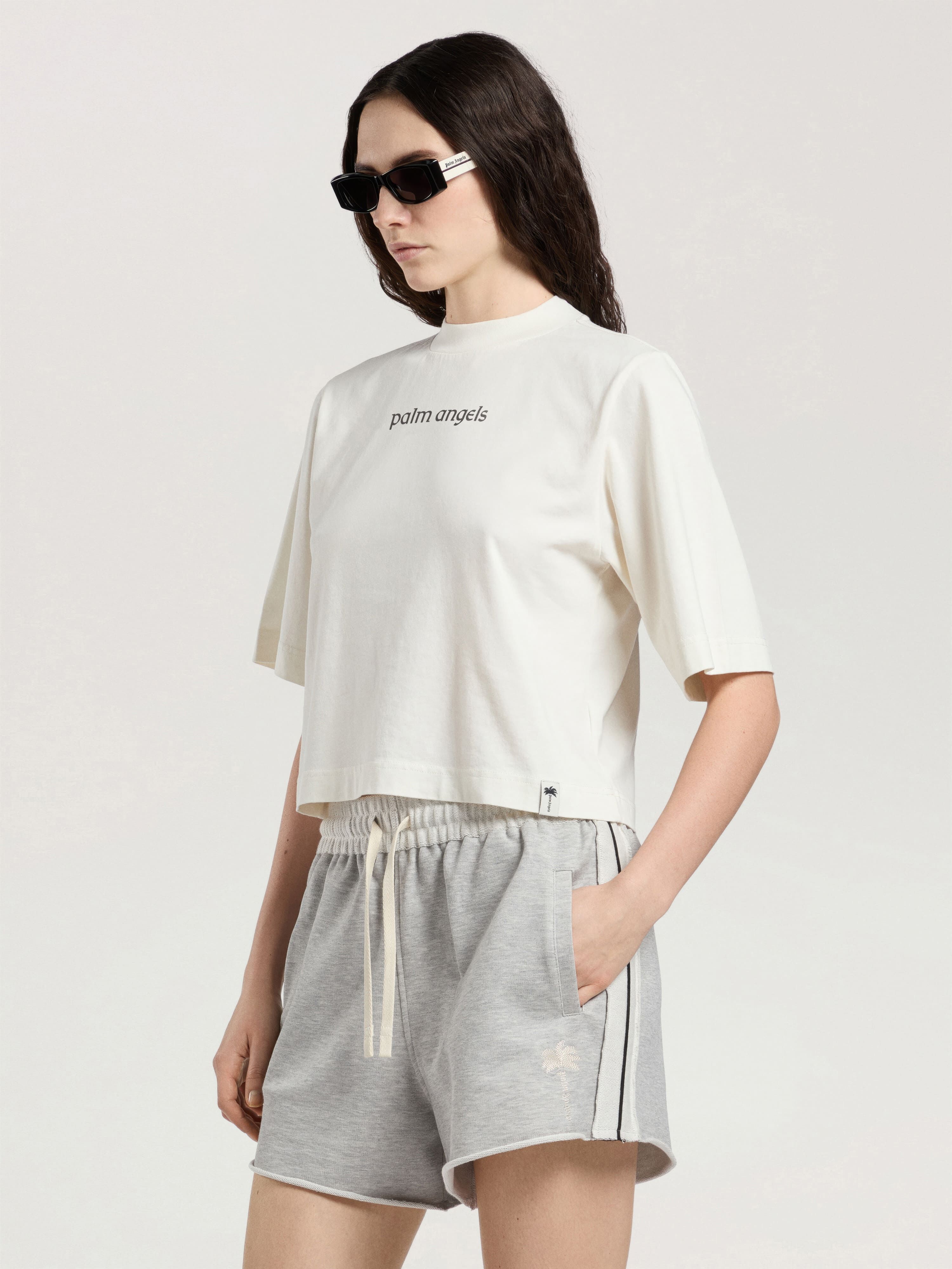 Lions Herald Boxy T-Shirt PALM ANGELS Lions Herald Boxy T-Shirt OFF WHITE - BLACK PAWAA03W26JR04
