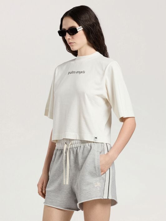 Lions Herald Boxy T-Shirt PALM ANGELS Lions Herald Boxy T-Shirt OFF WHITE - BLACK PAWAA03W26JR04