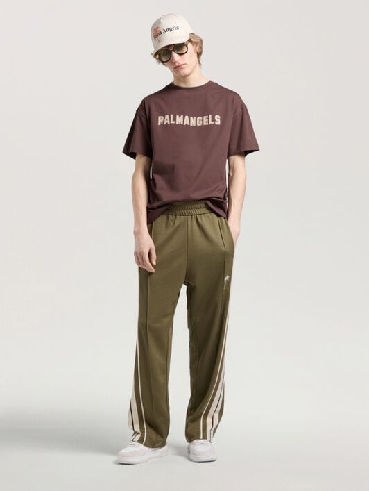 Palm Tree Striped Track Pants PALM ANGELS Palm Tree Striped Track Pants OLIVE GREEN - OFF WHITE PAMCJ09W26FB01