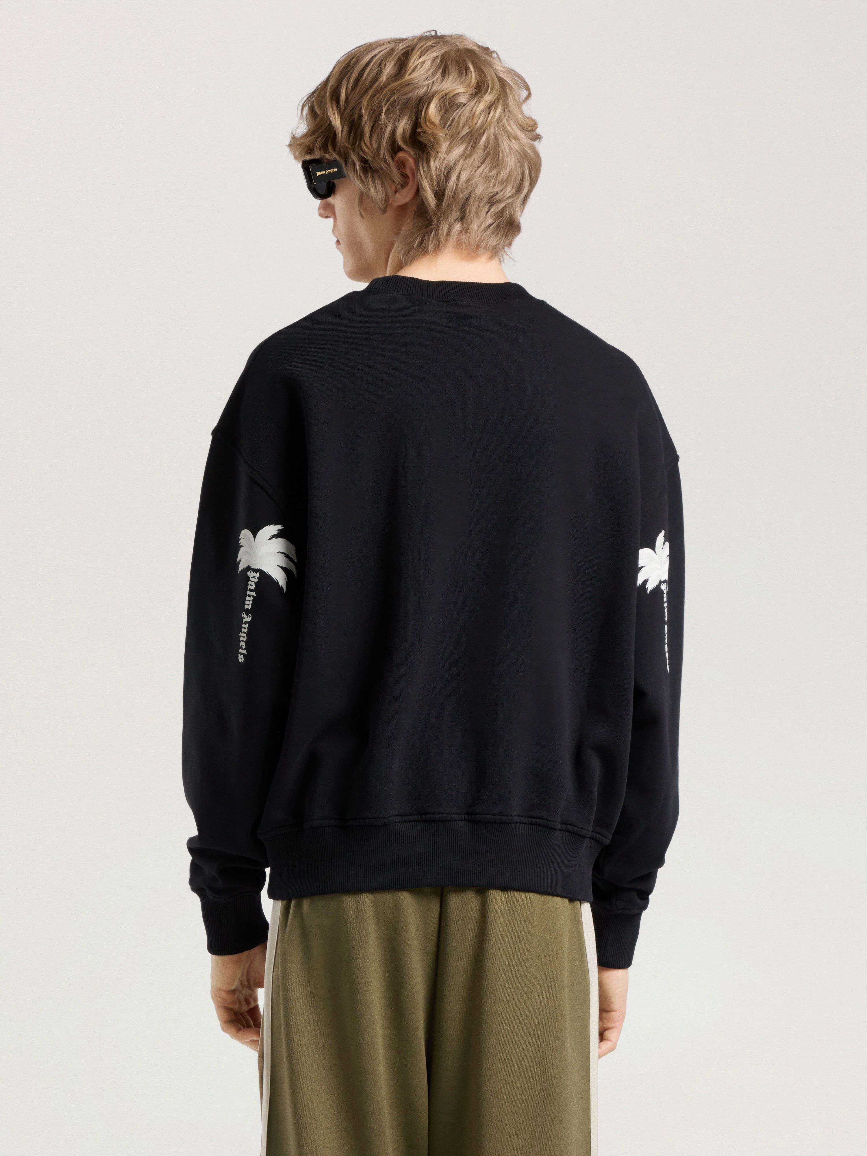 Palm Tree Statement Regular Crewneck PALM ANGELS Palm Tree Statement Regular Crewneck BLACK - OFF WHITE PAMBA03W26FL03