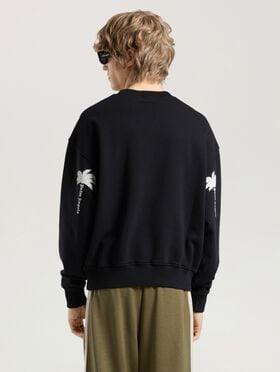 Palm Tree Statement Regular Crewneck PALM ANGELS Palm Tree Statement Regular Crewneck BLACK - OFF WHITE PAMBA03W26FL03