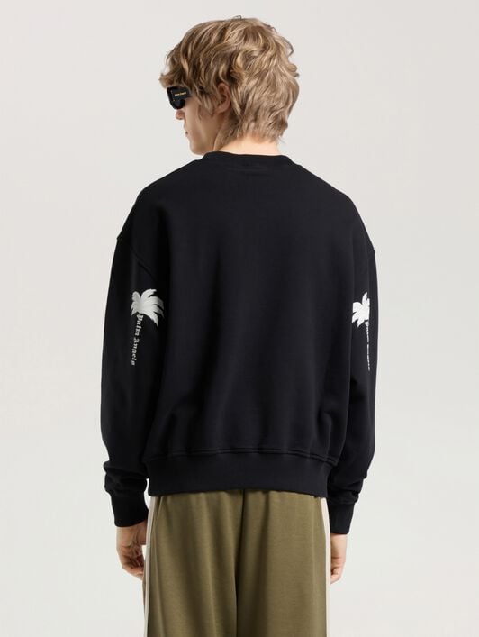 Palm Tree Statement Regular Crewneck PALM ANGELS Palm Tree Statement Regular Crewneck BLACK - OFF WHITE PAMBA03W26FL03