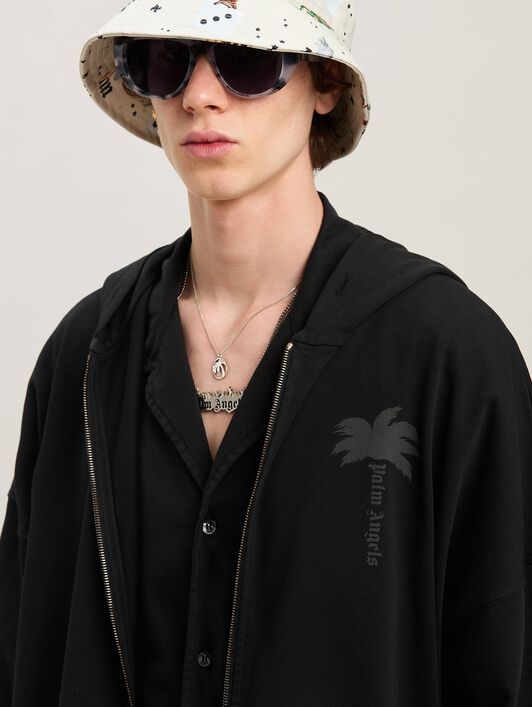 PALM ANGELS  Palms zipped Hoodie VINTAGE BLACK - VINTAGE BLACK PMBE016S25FLE001