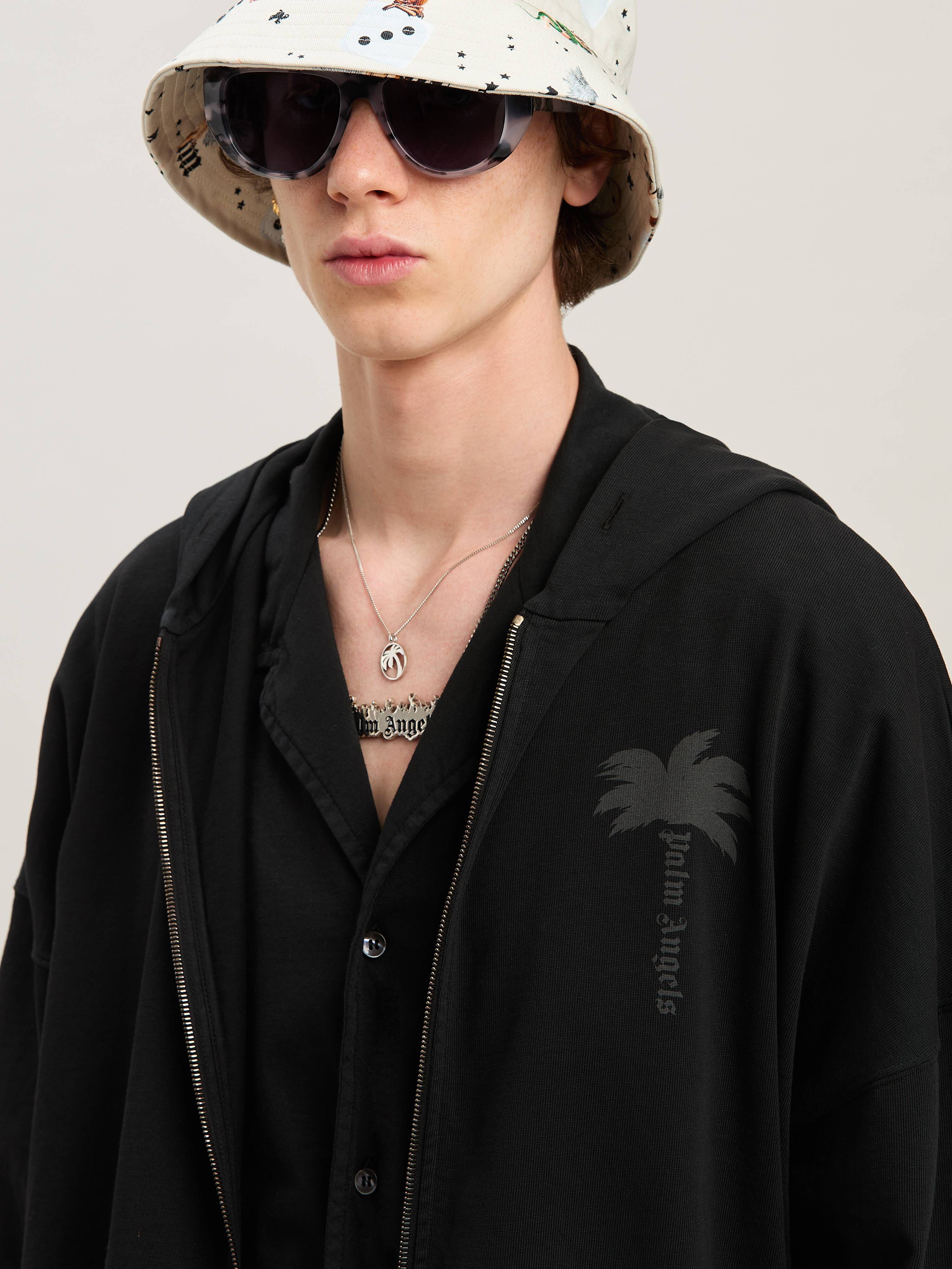 PALM ANGELS  Palms zipped Hoodie VINTAGE BLACK - VINTAGE BLACK PMBE016S25FLE001